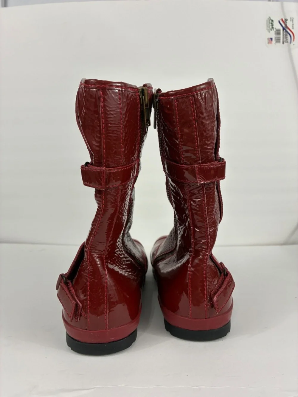 Palladium Unbound Shibuya Boots 8 Red Patent Leather Tabi Toe Calf High Samurai
